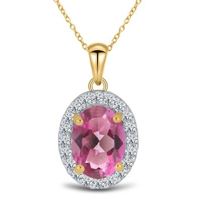 BUY 14K GOLD WITH PINK TOPAZ GEMSTONE PENDANT